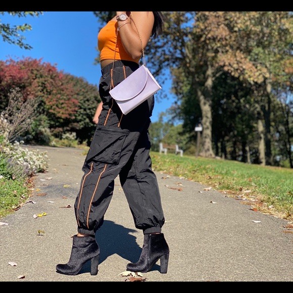 One shoulder top and cargo pants set